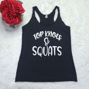 Top Knots And Squats Black Racerback Tank Top Size M